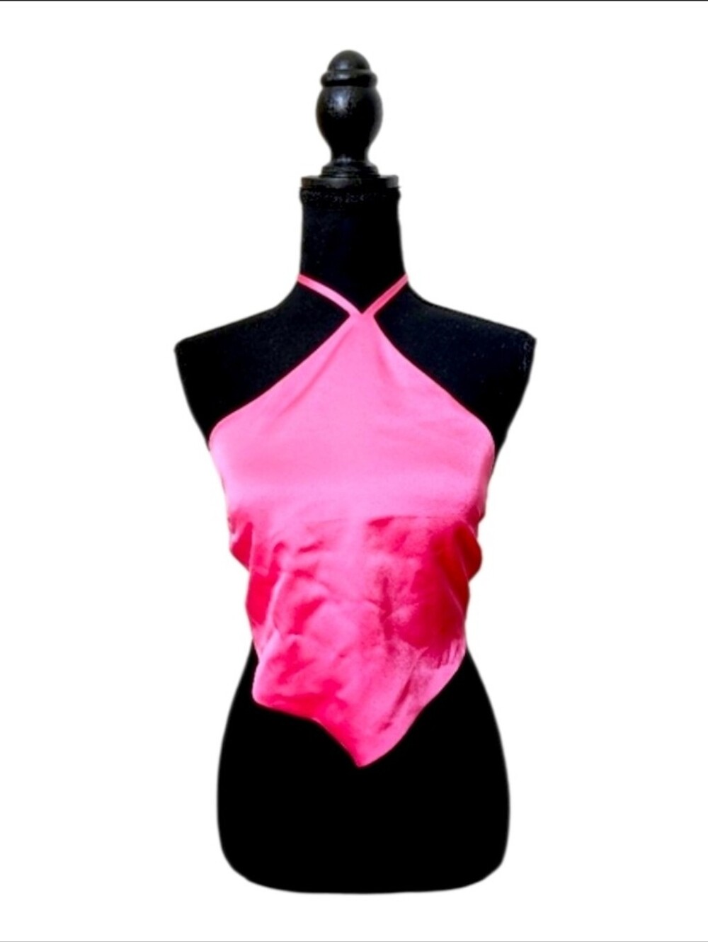Day + Moon Vibrant Pink Halter Camisole Tie Crop Top S